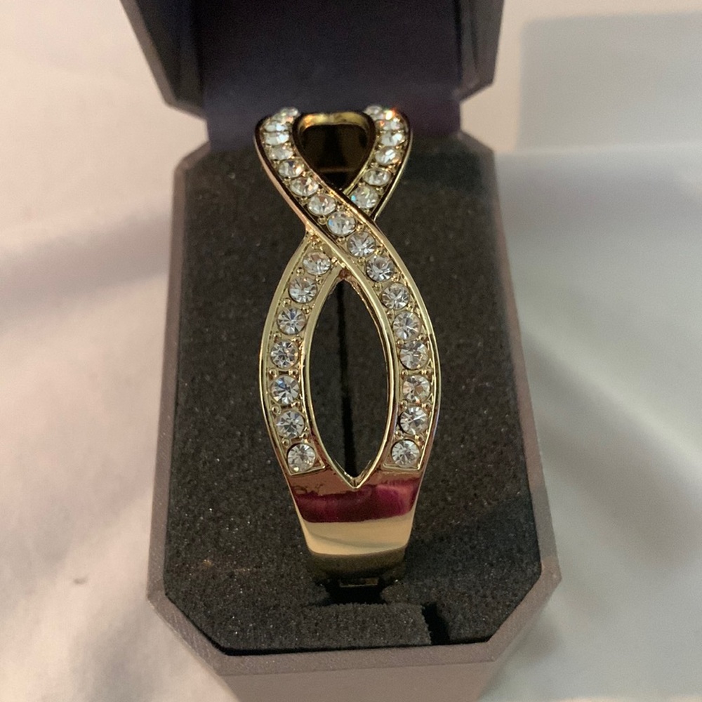 Gold tone Crystal infinity cuff bracelet
